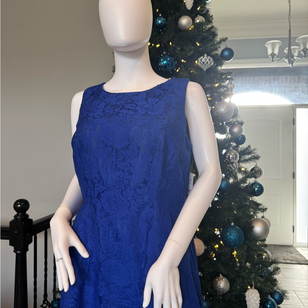 Gabby Skye Cobalt Blue Lace Midi Dress - Picture 5 of 12